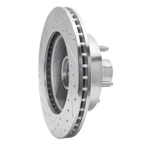 Ford E-150 Econoline Club Wagon Brake Rotor (1) - Front Right - R1 Concepts - Drilled & Slotted - Silver - `94-`01